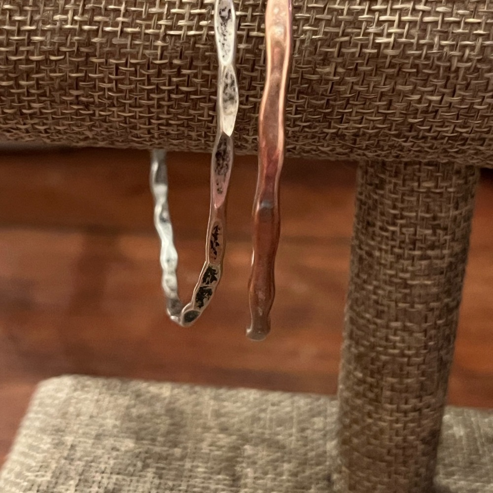 Stacking Bracelets Sterling Silver Hammer And A C… - image 3